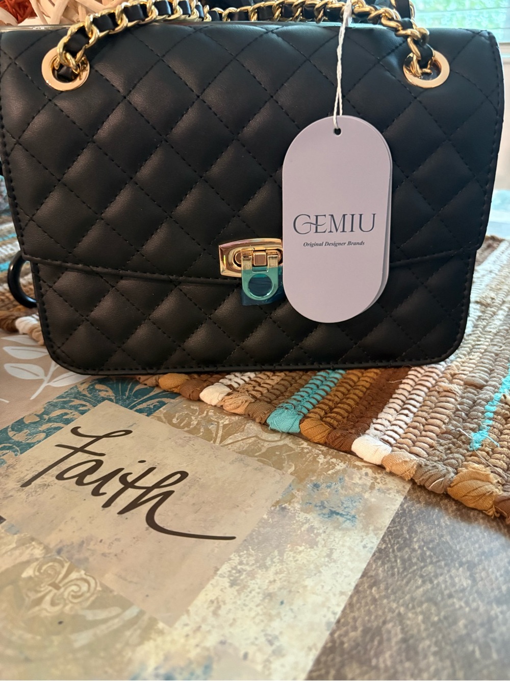 Black Quilted Chain-Handle Shoulder Bag